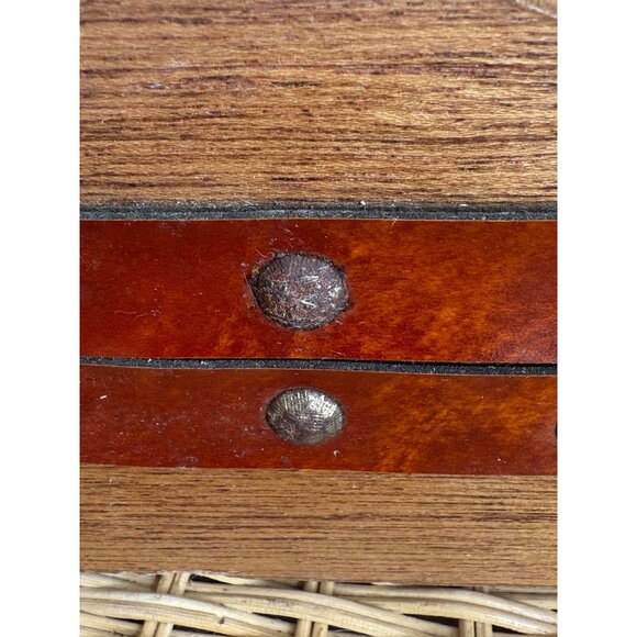 Vintage 50's Mr R Wood Leather Box Purse Treasure Chest - Picture 14 of 16